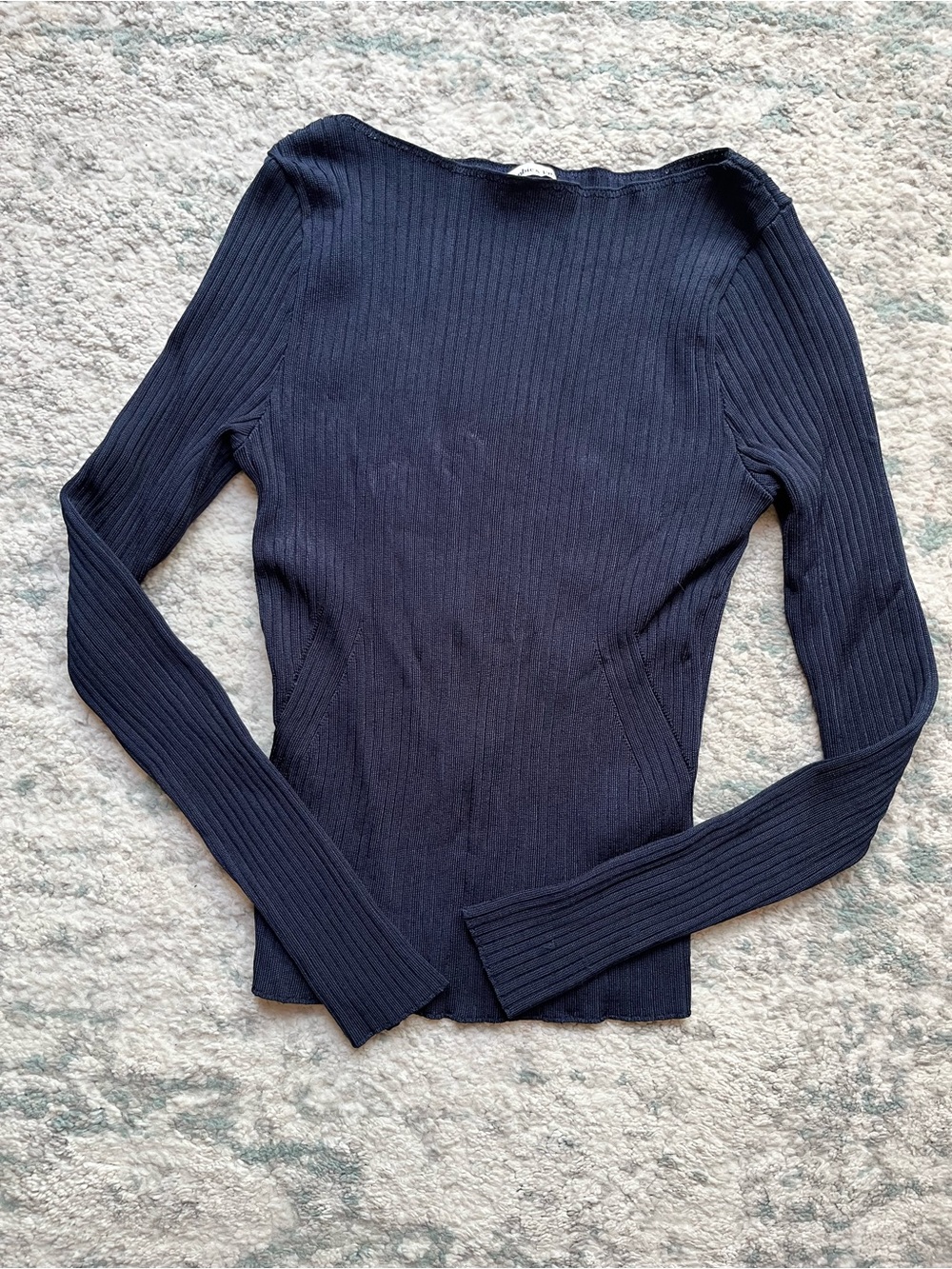 Abercrombie & Fitch Navy Ribbed Long Sleeve Top